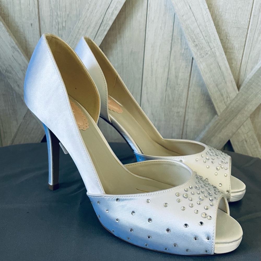 Pink Paradox London Heels Cupid Satin White Wedding Party Bridal Wear Shoes